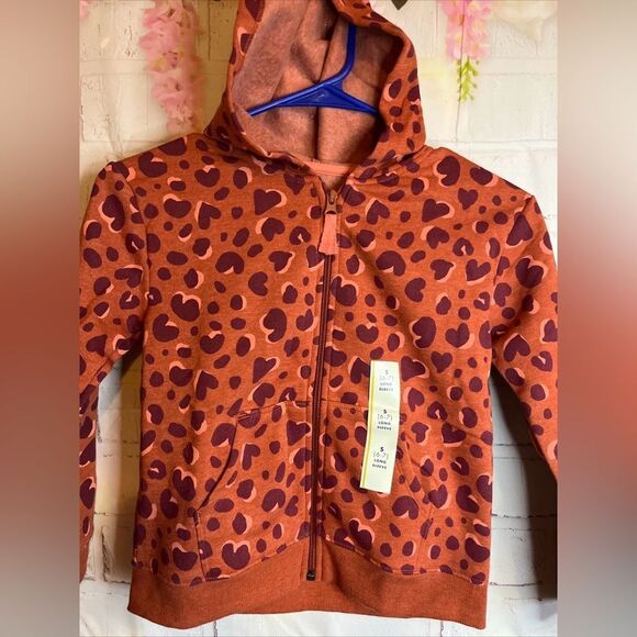 Girls NWT Cat And Jack Hearts Zip Up Hoodie S 6/7 - Picture 2 of 10